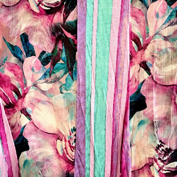 Soft Surroundings PXL Multicolor Flyaway Long Sleeve Cardigan Floral w/Stripes - Picture 8 of 10